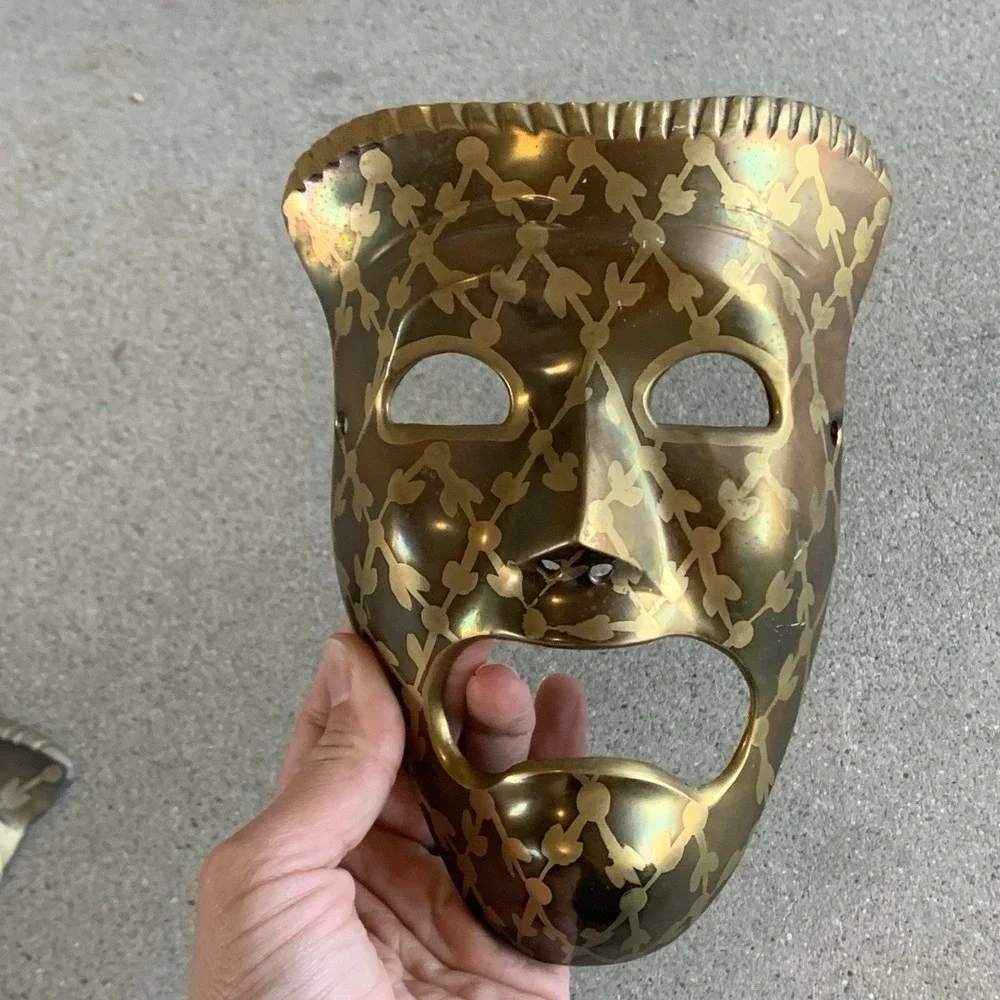 Vintage Brass Theater Drama Tragedy Comedy Happy Sad Face Wall Masks 7